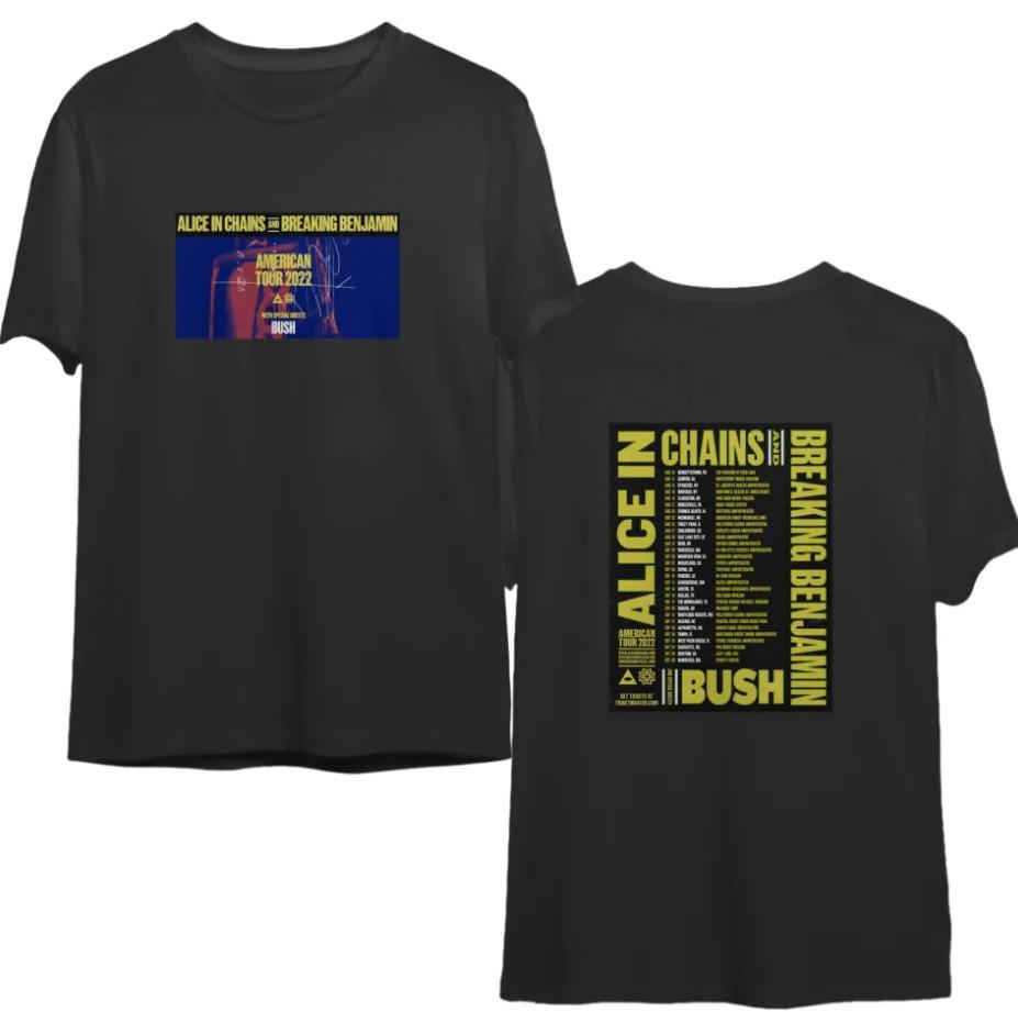 

Official Alice in Chains Breaking Benjamin 2022 Music Tour Shirt – Double-Side L