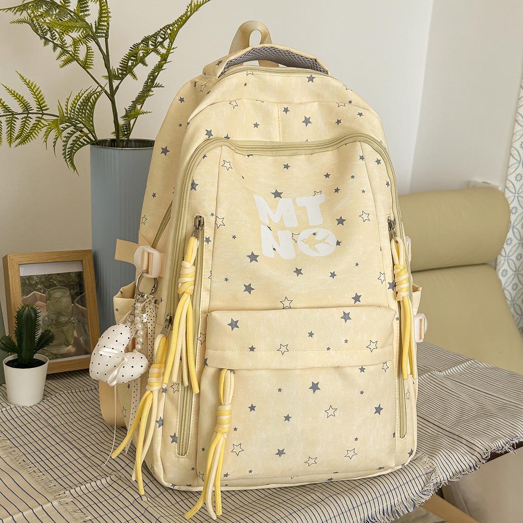 Schoolbag Student Schoolbag Junior High School Girl Large Capacity Cute Star Backpack Ins Wind Students High School Casual Backpack