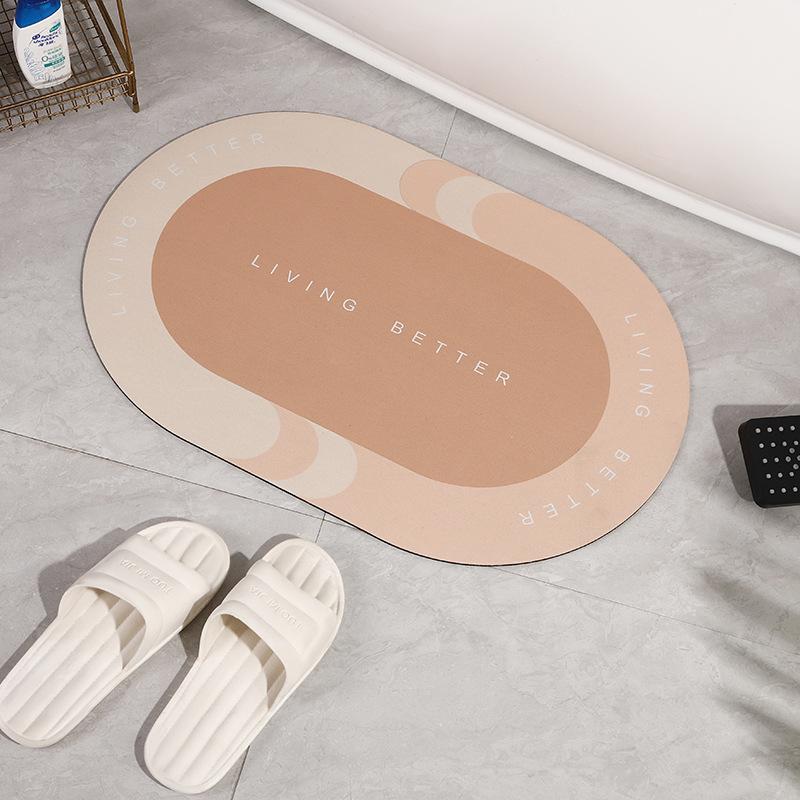 Oval Home Bathroom Diatom Mud Floor Mat Balcony Kitchen Absorbent Non-slip Mat Door Entry Square Door Mat