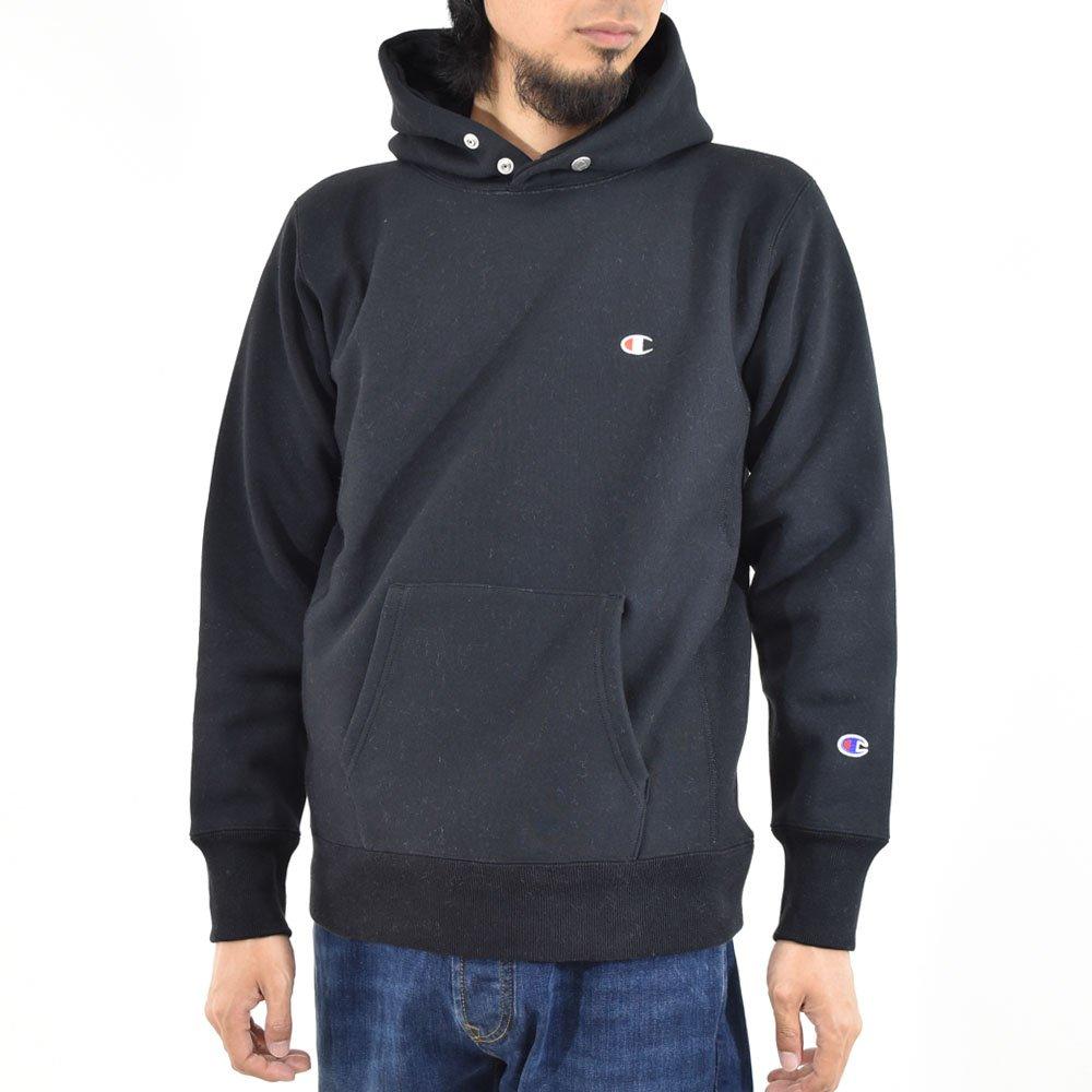 Champion Reverse Weave Hooded Size with a Storm Shell and and a Logo Men's Sweatshirt, C3-L108, Black, Small, Lining, Warmth, Water-Repellent,