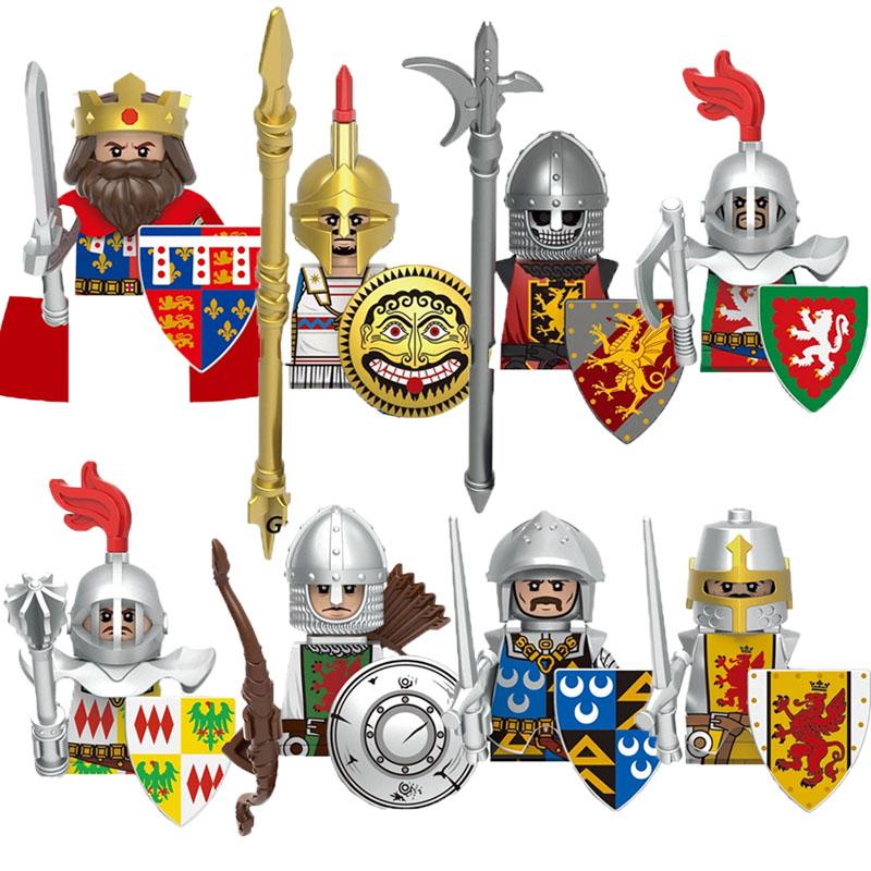 MOC Medieval Building Blocks Castle Knights Army Soldiers Warrior Accessories Warhorse Helmets Shields Armor Toy Gifts S036 DIY