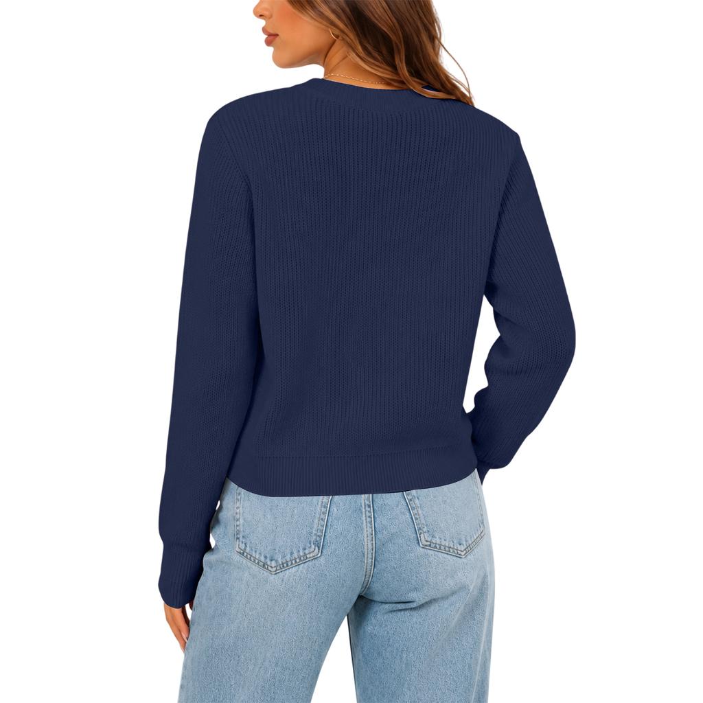 Women's Trendy Color Knit Cardigan with Neck for Casual Everyday Wear
