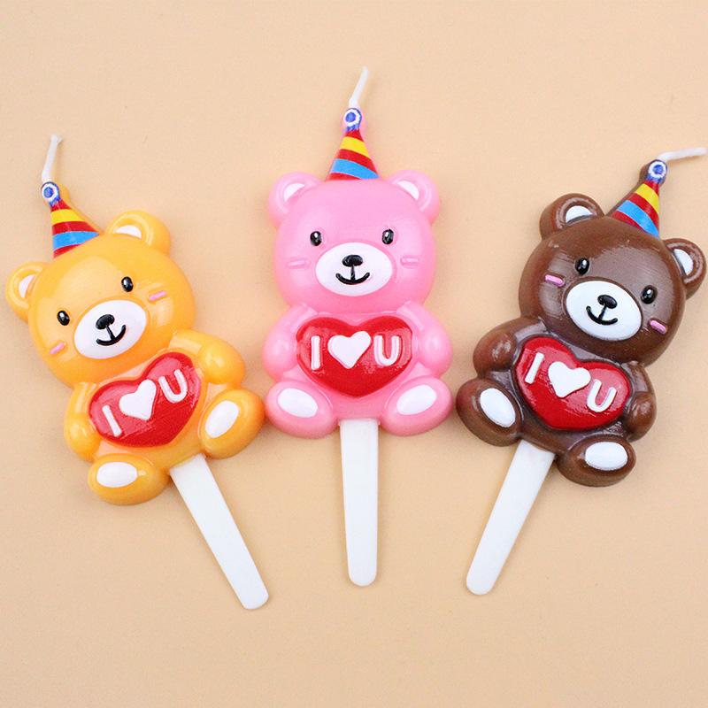Three-dimensional New Huggable Bear Birthday Candle Ins Korean Style Children's Cute Teddy Pet Cake Decoration