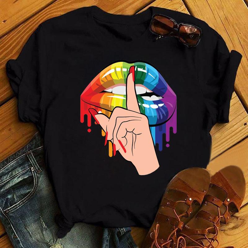 Nowe czerwone usta drukuj T Shirt kobiety T koszula moda kobieta śliczne graficzne koszulki Casual topy 90S damskie koszulki z krótkim rękawem Top