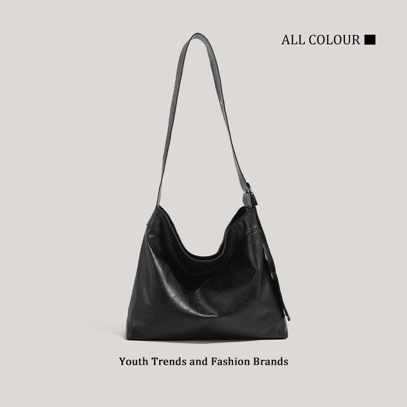 

Niche design lazy style commuter soft pitot bag large capacity high sense versatile shoulder messenger bag women чёрный