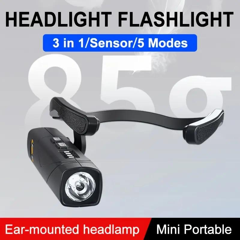Outdoor Ear Clip Headlamp Induction Switch Headlight Led Head Weight Waterproof Flashlight Light for Camping Fishing Hiking
