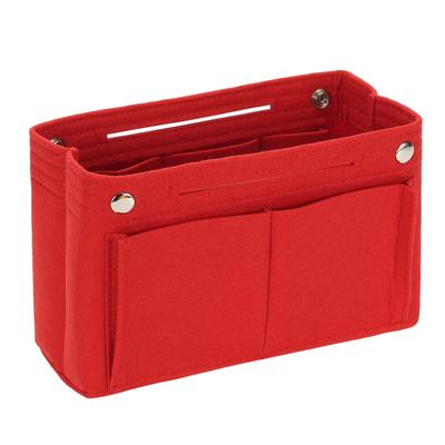 Uxcell Portable Felt Bag Organizer Insert with Snap Closure, Multifunctional Compartment, Dome Shaper for Satchels, Totes, and Handbags (17x10x15cm,