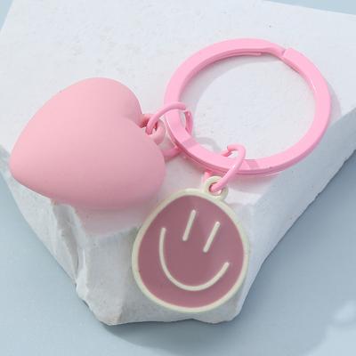 Lindos llaveros de corazón con sonrisa rosa, llaveros románticos de amor, buen regalo para mujeres, novias, accesorios para bolsos, joyería hecha a mano DIY