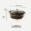 Marble Gold Pattern Nordic Double Ear Ceramic Pot Household Round Soup Pot Tableware Creative Casserole Rack With Candle Holder