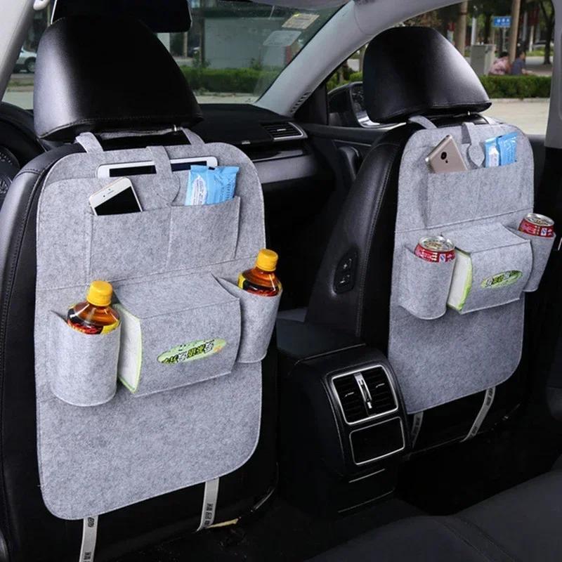 1pcs Universal Car Back Seat Storage Bag Felt Anti-kick Pad Multi-functional Storage Pockets Protection Pad