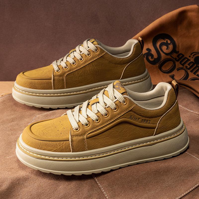 Men's Platform Casual Shoes 2026 Autumn New Outdoor Comfortable Cross Tied Board Shoes Fashion Vintage Height Increase Sneakers