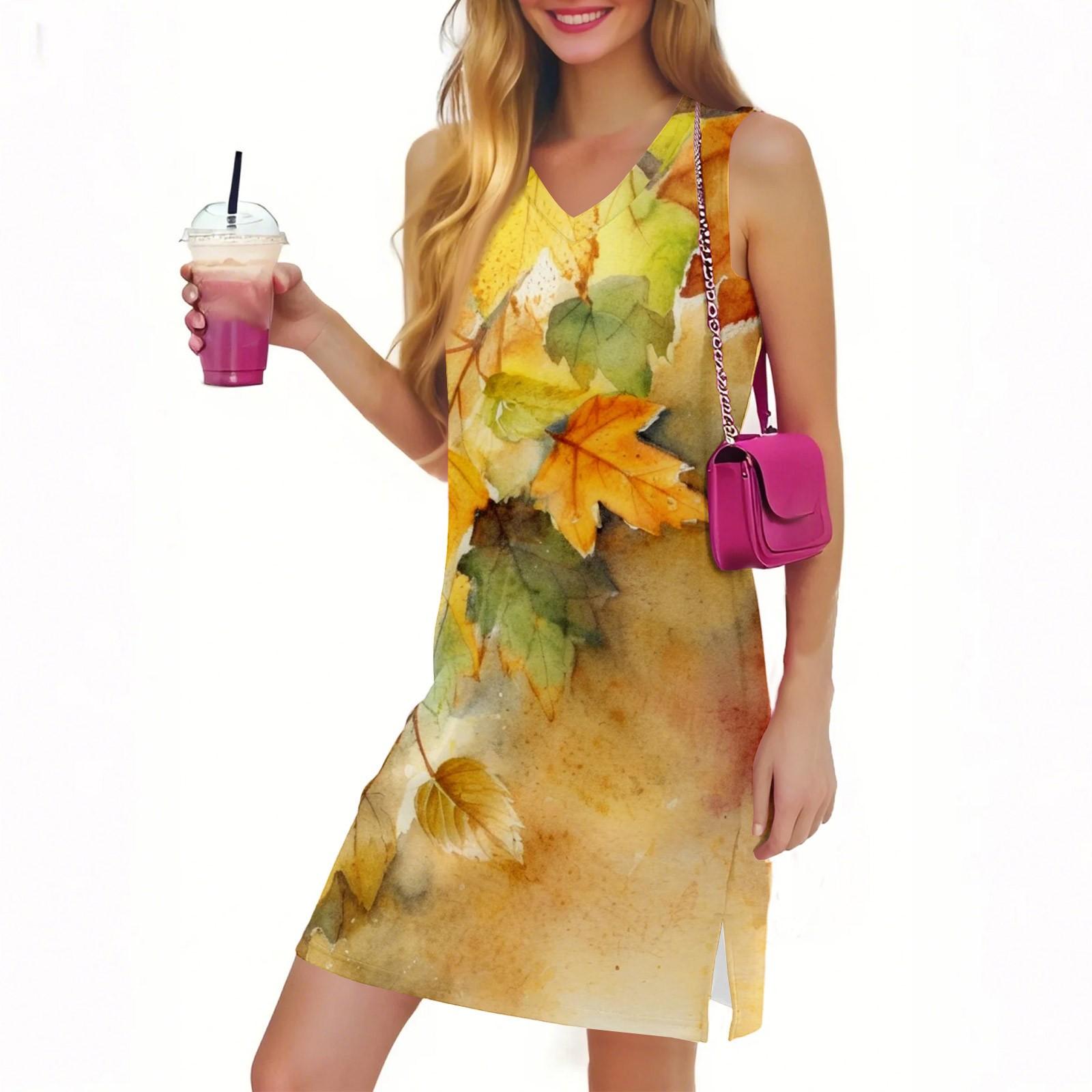 

Женское повседневное модное сексуальное платье без рукавов с V-образным вырезом и цветочным подолом L