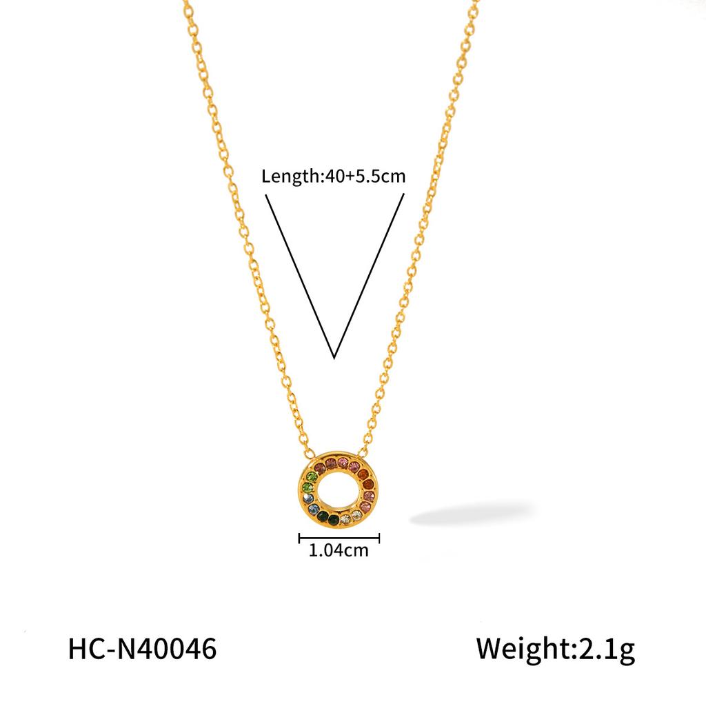 Fashion Titanium Steel Necklace with Multicolor Zircon Inlay Elegant High-End Necklace