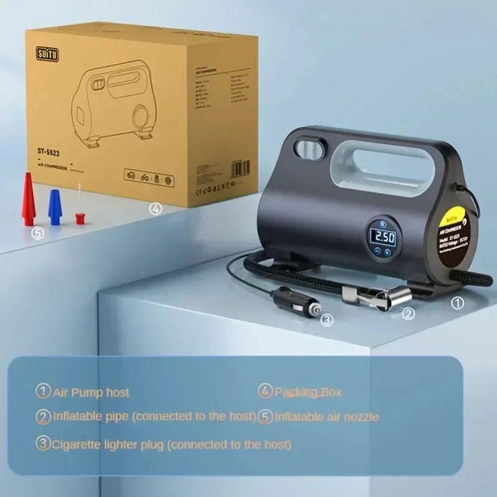 Compressore elettrico per pneumatici per auto, gonfiatore per pneumatici, pompa per aria digitale a LED, mini compressore portatile da 12 V per auto, moto, bicicletta