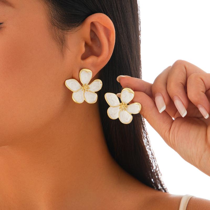 1Pair Romantic Petal Flower Long Hanging Earrings For Women Trendy Elegant Tassel Piercing Drop Earrings Party Jewelry Gift