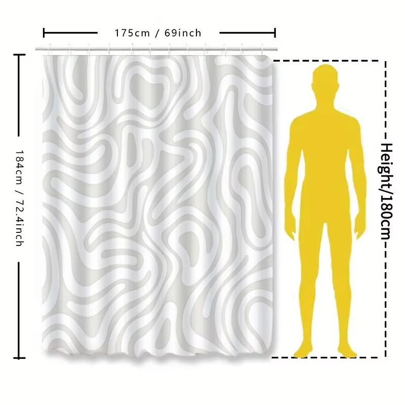 Multi-Design Shower Curtain With Hooks Waterproof Quick Install Easy Clean For Home Hotel Rental Bathroom