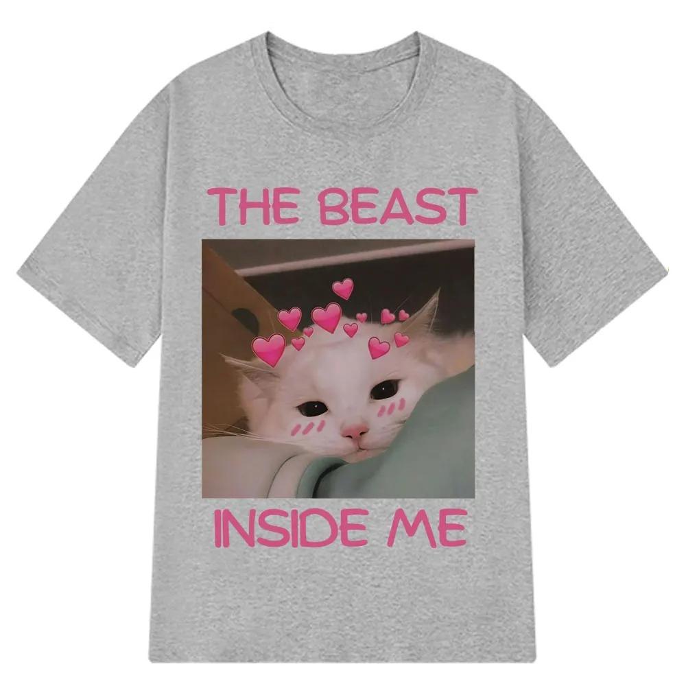 

The Beast Inside Me Funny Cat Meme Unisex T-shirt Harajuku Short-sleeved Casual T-shirt Fashion T-shirt Gift for Woman 4XL