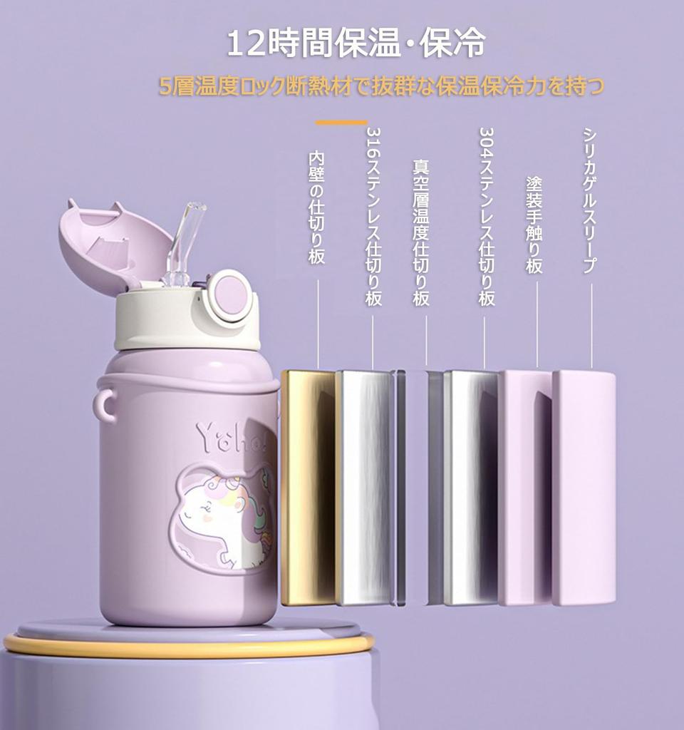 Fexmoy Vacuum Insulated Thermos Water for with Stainless Direct Insulates Cold and Hot Cute and Includes Straw Water Bottle and Shoulder Easy To Clean