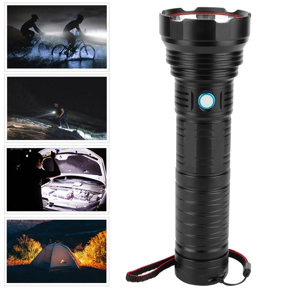 LED Aluminum Alloy 4622LM Glare Waterproof USB Charging Flashlight for Caving CampingBlack