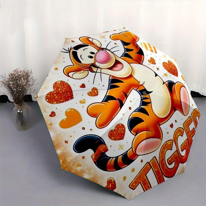 Tigger, Hearts Automatic Opening and Closing Umbrella, Compact Travel Umbrella, Lightweight and Portable, Suitable for Beach Commuting Busin