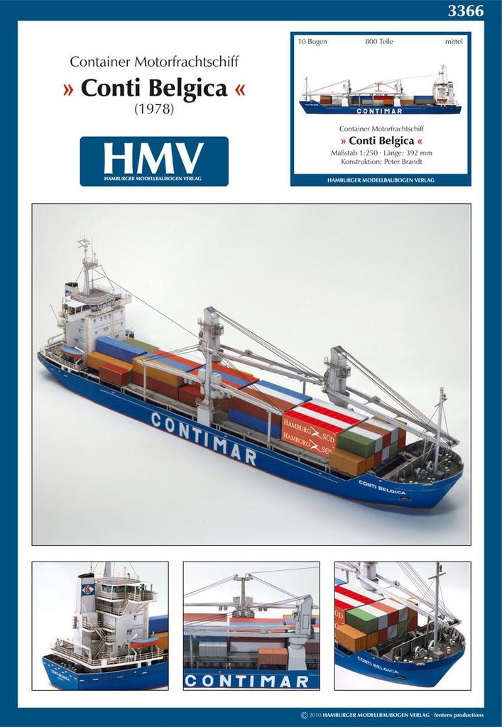 Container Ship Conti Belgica <Card Model> 1250
