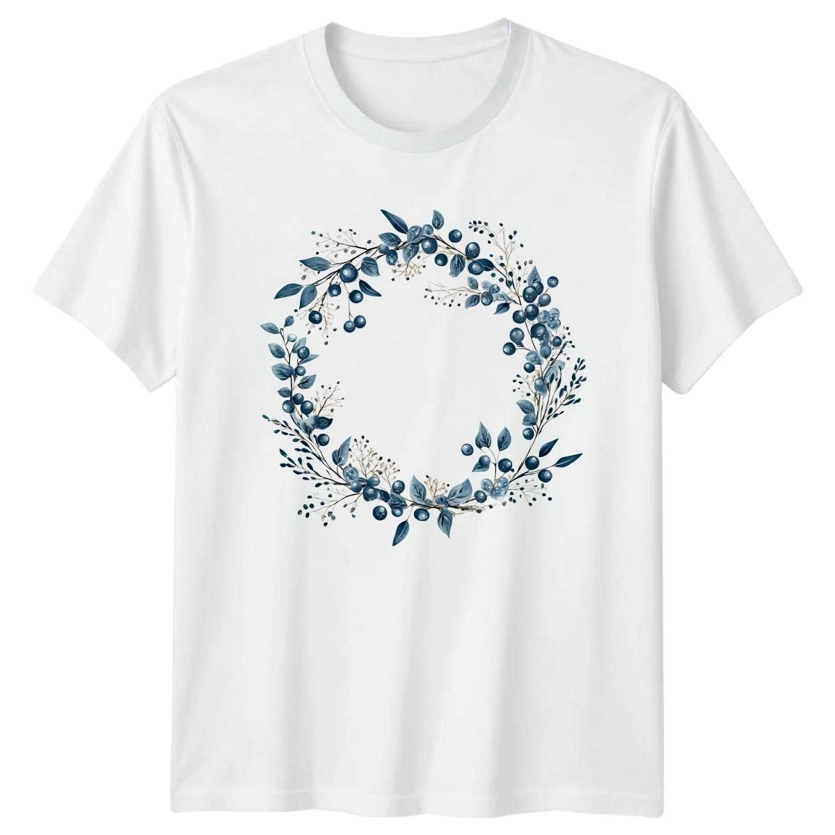 Blue Berry Botanical Wreath T-Shirt Nature Gift For Him And Her XL