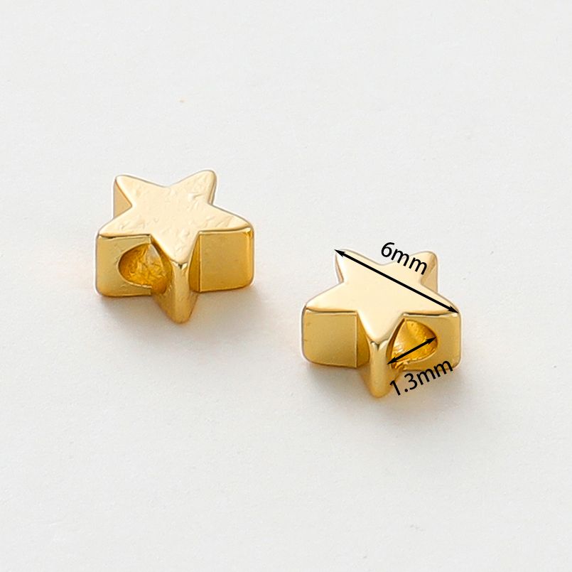 20pcs/lot 14K/18K Gold Color Plated Star Shape Beads Bracelet Spacer Beads for DIY Jewelry Necklace Decorate Making Supplies