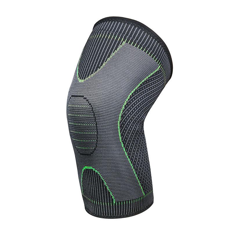 1Pc Sports Nylon Knee Pads Silicone Non-Slip Breathable Knitted Knee Badminton Running Fitness Training Knee Pads Outdoor Mountaineering M зелёный