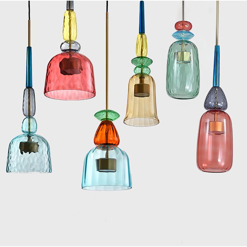 Colorful LED Pendant Lights for Home Decoration Lamp Living Room Bedroom Lamp Indoor Glass Hanging Lamp Lighting Fixtures
