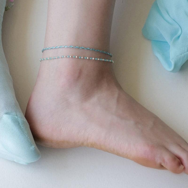 

BSWAN Anklet #7626 Aqua beads