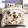 Two Australian Shepherd Dogs Pattern Bedding Home Decoration Birthday Gift (1 * Duvet Cover + 2 * Pillowcase, Without Core)