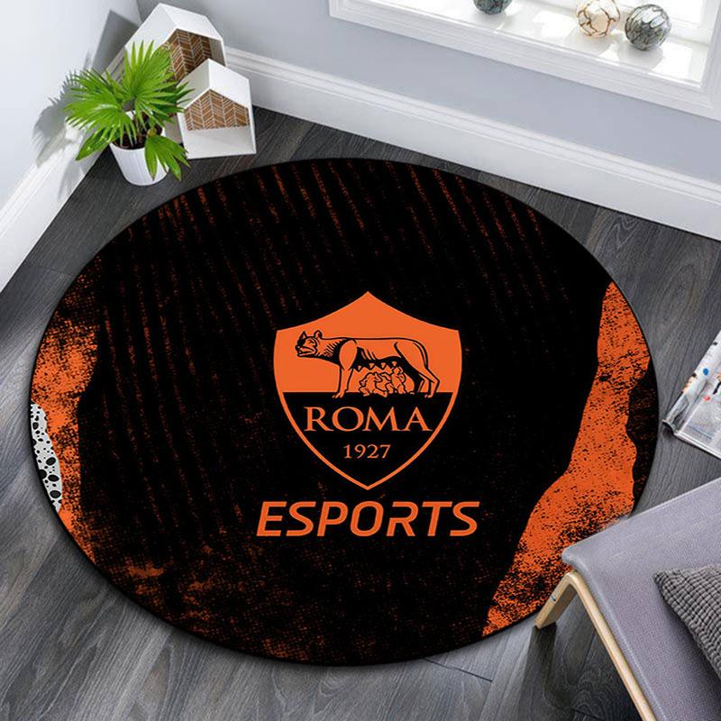 Associazione Sportiva Roma2,Round Area Rug,Carpet Rug for Living Room Bedroom Sofa Playroom Decor,Non-slip Floor Mat