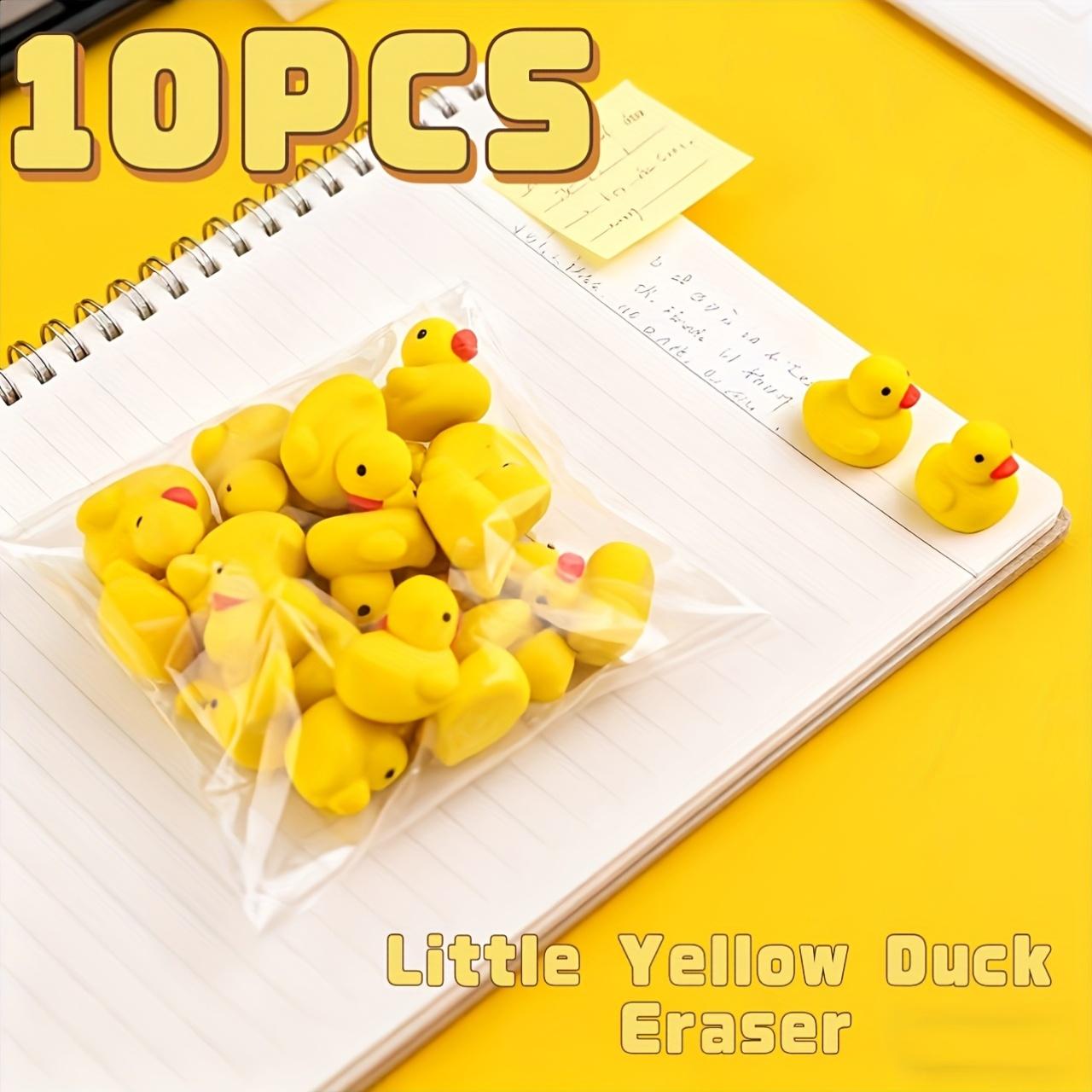 

10pcs Cute Yellow Duck Erasers - Soft, Adorable Desk Decor with Expressive Eyes, Perfect for Office & School Supplies