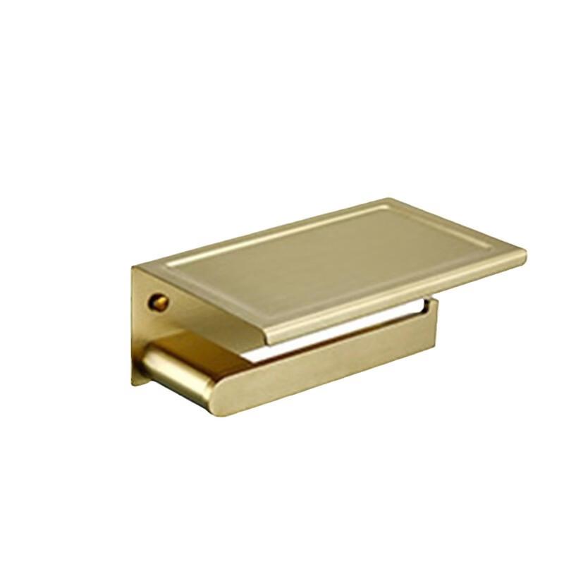 Doppel-Handtuchhalter aus gebürstetem Edelstahlgold mit Ablage