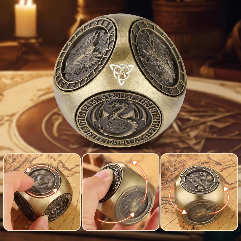 Spinner Würfel für Dungeon and Dragon 3D Relief Polyedrisch DND RPG Rollenspiel Gaming
