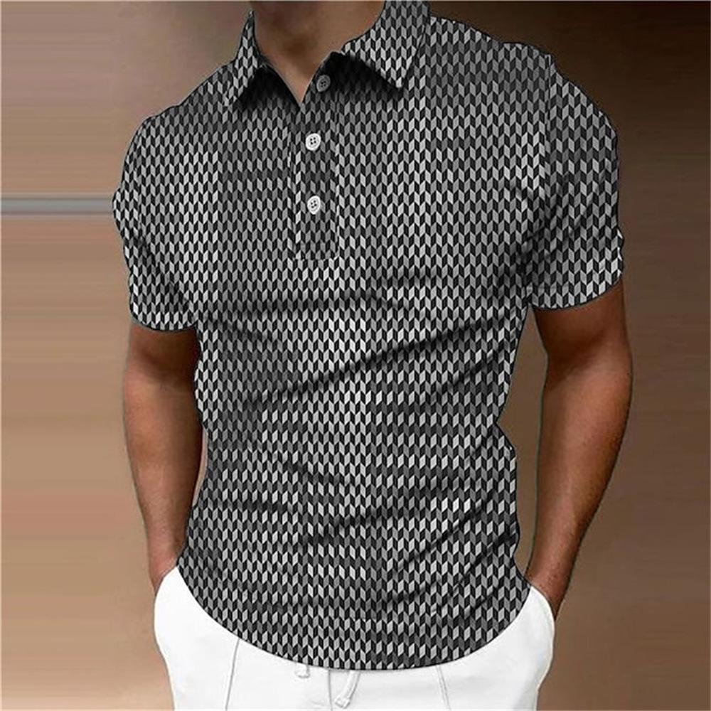 Independent Station Men'S Short Sleeve Polo Shirt 3D Digital Printing Casual Trend Lapel Shirt
