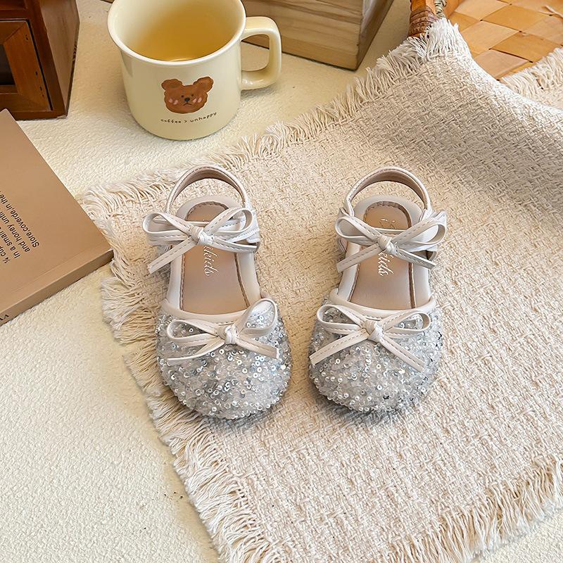 2026 Baby Girls  Silver Crystal Princess Shoes - Soft Sole Spring/Summer Leather Flats 28 бежевый