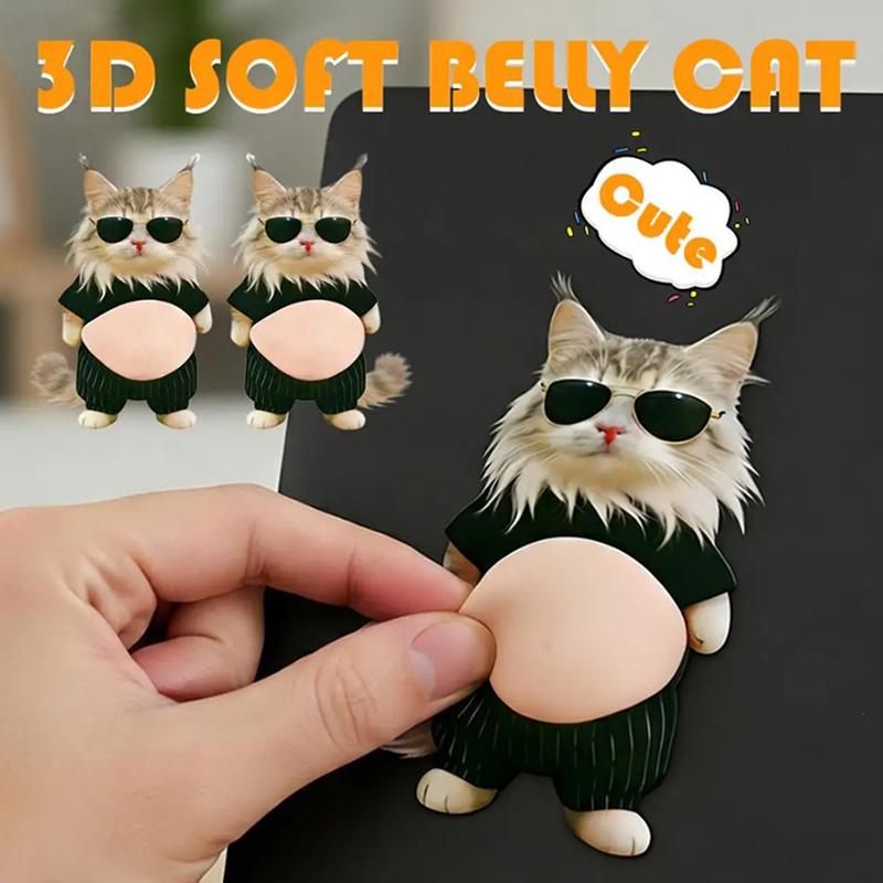 3D наклейки на живіт кота, м'який силікон, для чохла телефону, прикраса для авто, подарунки на дитячий день народження, святкові аксесуари