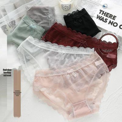Calcinhas Femininas Sem Costura Sexy de Renda com Laço
