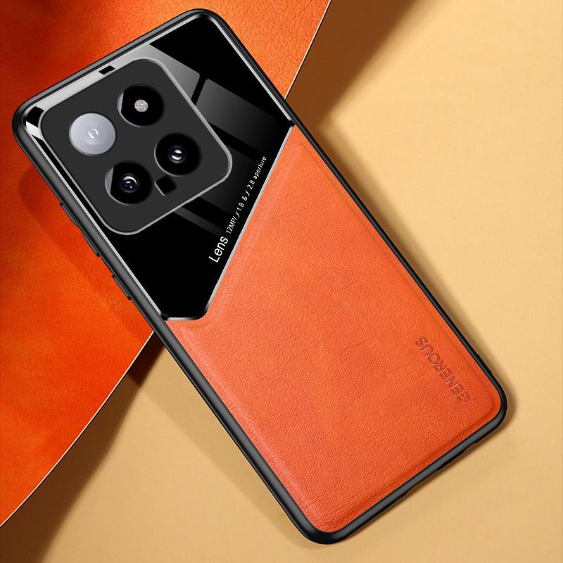 Leather Texture Case for Xiaomi 14 Ultra 13T Pro 13 Lite 12T Cover with Car Magnetic Suction Holder Shockproof Business Full Protection Cover