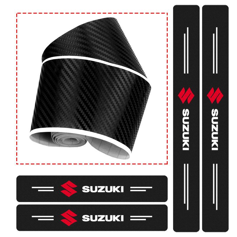 4Pc Car Door Plate Carbon Fiber Threshold Protector Sticker for Suzuki Jimny GW250 Samurai Vitara Swift Baleno SX4 Ignis Alto Splash Swace
