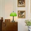 Green Christmas Table Lamp Stained Glass Bedside Table Lamp Desk Reading Light 12 Inches Bedroom Home Office Decor Lamp