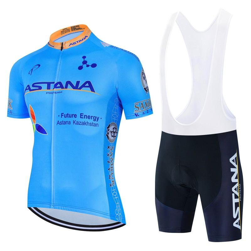 Mens Cycling Jersey Set Breathable Quick-Dry Short Sleeve Kit ASTANA Team Style Ride Wear