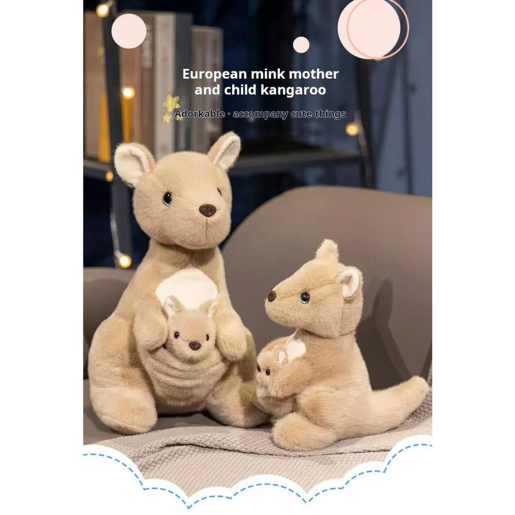 22/35cm Mother and Child Kangaroo Doll Simulation Doll Plush Toy Handmade Doll Cartoon Anime Cute Pillow Cushion Home Decoration