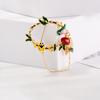 Blucome Newest Gold Color Wreath Shape Brooches Copper Corsage for Women Suit Collar Clip Pins Wedding Jewelry
