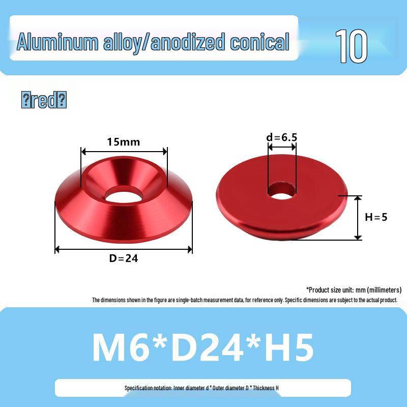 Colored Aluminum Alloy Countersunk Fish Eye Washers - M6/M8/M10