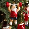 Cartoon Plastic Ornaments Santa Tree Designs Colorful Christmas Decorations with Unique Poses Festive Hanging Decor for Tree & Home Display