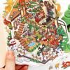 Kawaii 3D Cartoon Christmas House Series Miniature Scene Stickers DIY Handmade Stacked Scrapbook Stickers Holiday Gifts