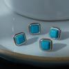 925 Sterling Silver Earrings For Women Trendy Geometric Blue Stone Earring Jewelry Prevent Allergy Party Gift Accessories