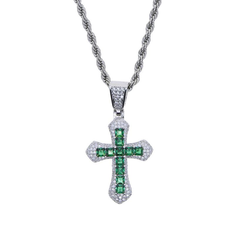 Cross Necklace Pendant Hip-Hop Zircon Heavy-Duty European American Trendy Copper Sporty Chain High Street